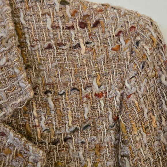 Harve Bernard Vintage Linen Silk Blend Tweed Neutral Blazer Size 12 - Picture 3 of 4